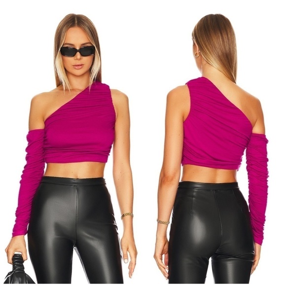 superdown Tops - Superdown Selilah One Shoulder Top in Berry Size M